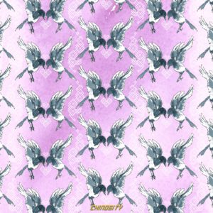 Lilac Purple Geometric Magpie Lovebird Wallpaper Art Design